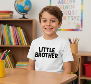 Little Brother Kids T-Shirt – Cute Sibling Shirt for Boys | Family Matching Tee UK