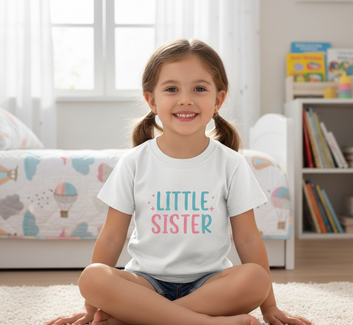 Little Sister Kids T-Shirt – Cute Sibling Shirt for Girls | Family Matching Tee UK