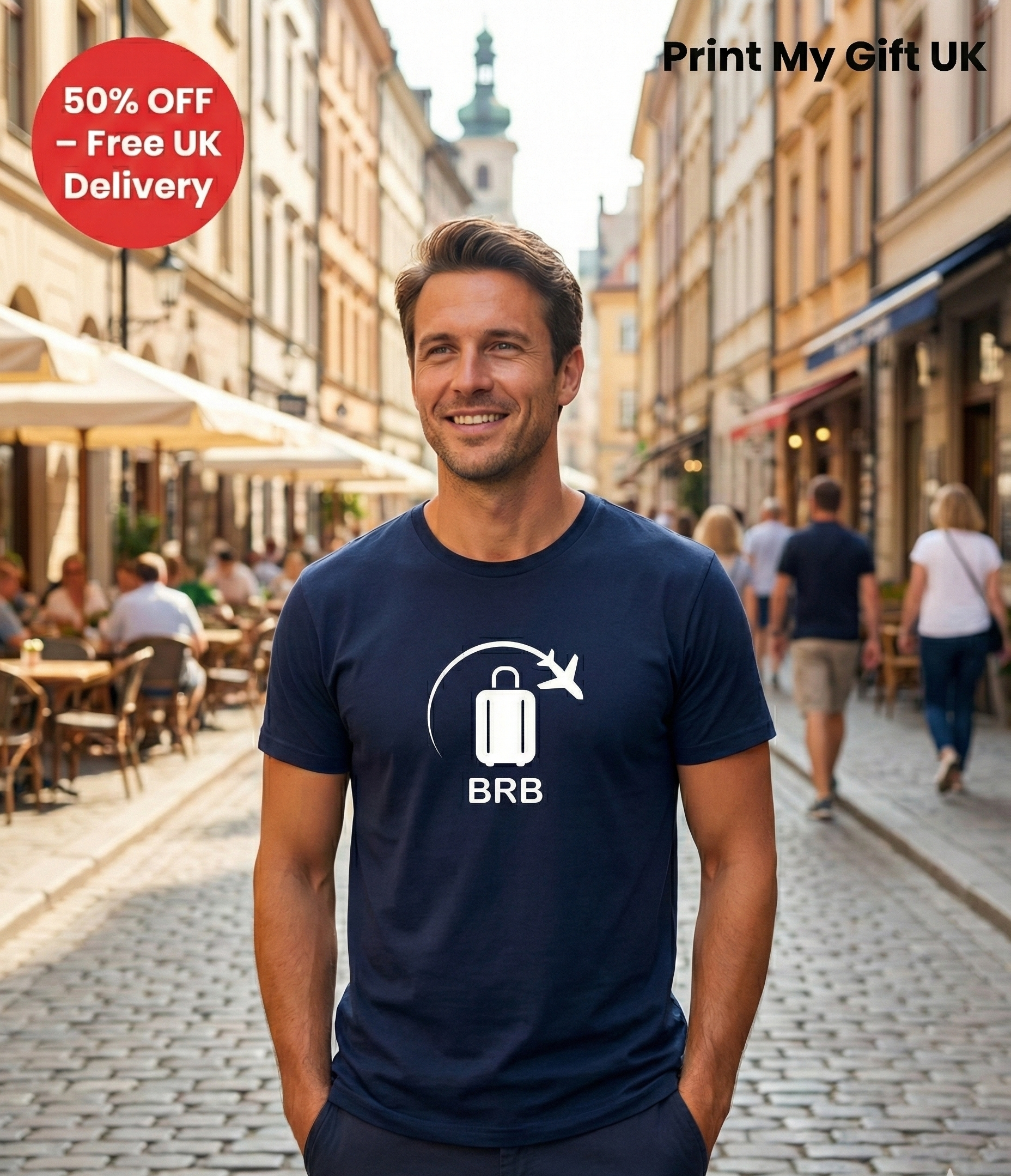 BRB Travel T-Shirt - Funny Airplane Suitcase Graphic Tee for Travellers - Gemini_Generated_Image_7ufmj57ufmj57ufm