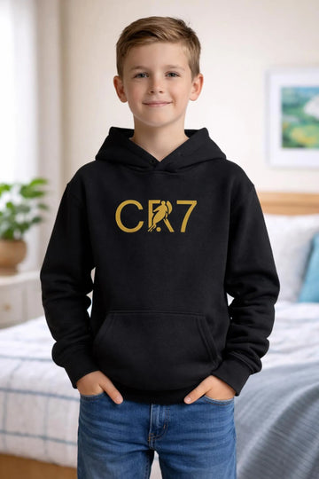 CR7 Football Player Hoodie – Gold Soccer Graphic Hoodie for Boys UK
